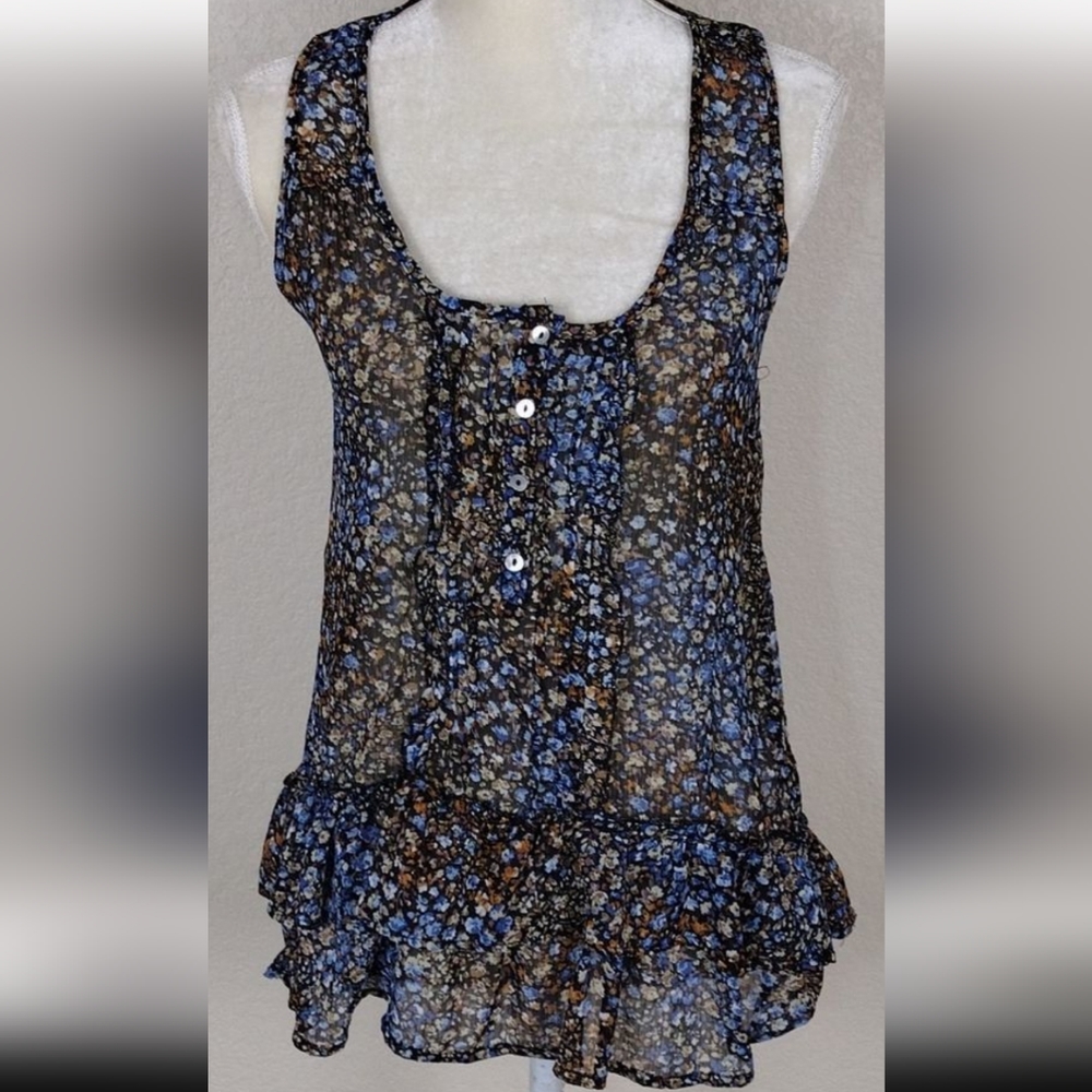 Myth Sleeveless Button Front Sheer Blouse